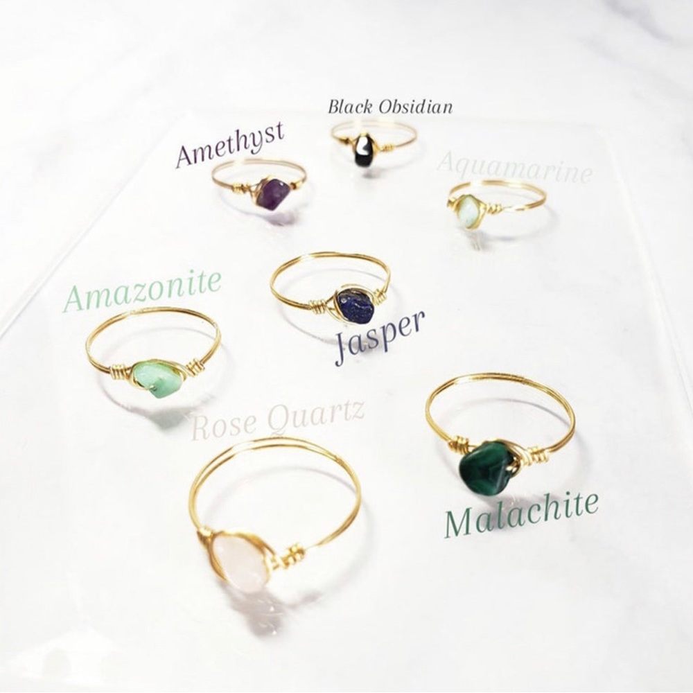 Natural crystal rings